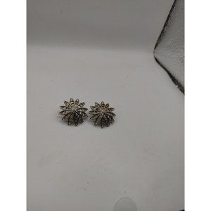 Vintage Clip On Earrings Silver Tone                             #E-1
